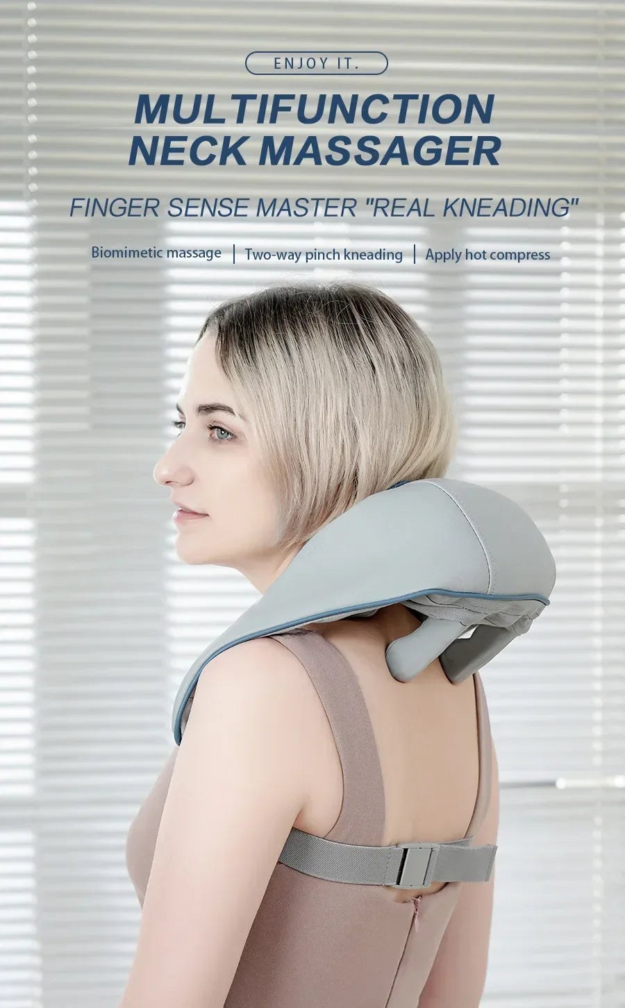 Portable Heated Shiatsu Neck & Shoulder Massager – Kneading & Relaxation Wrap