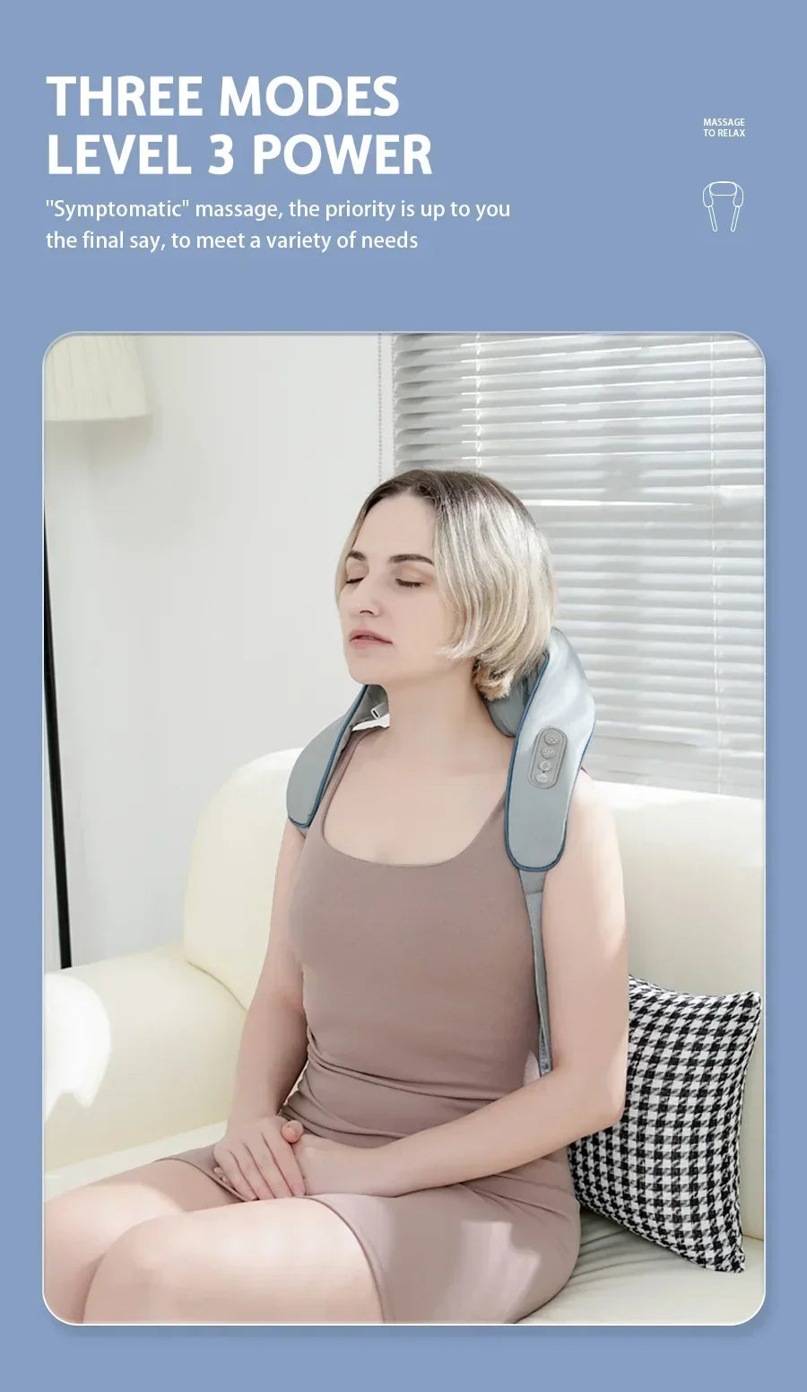 Portable Heated Shiatsu Neck & Shoulder Massager – Kneading & Relaxation Wrap