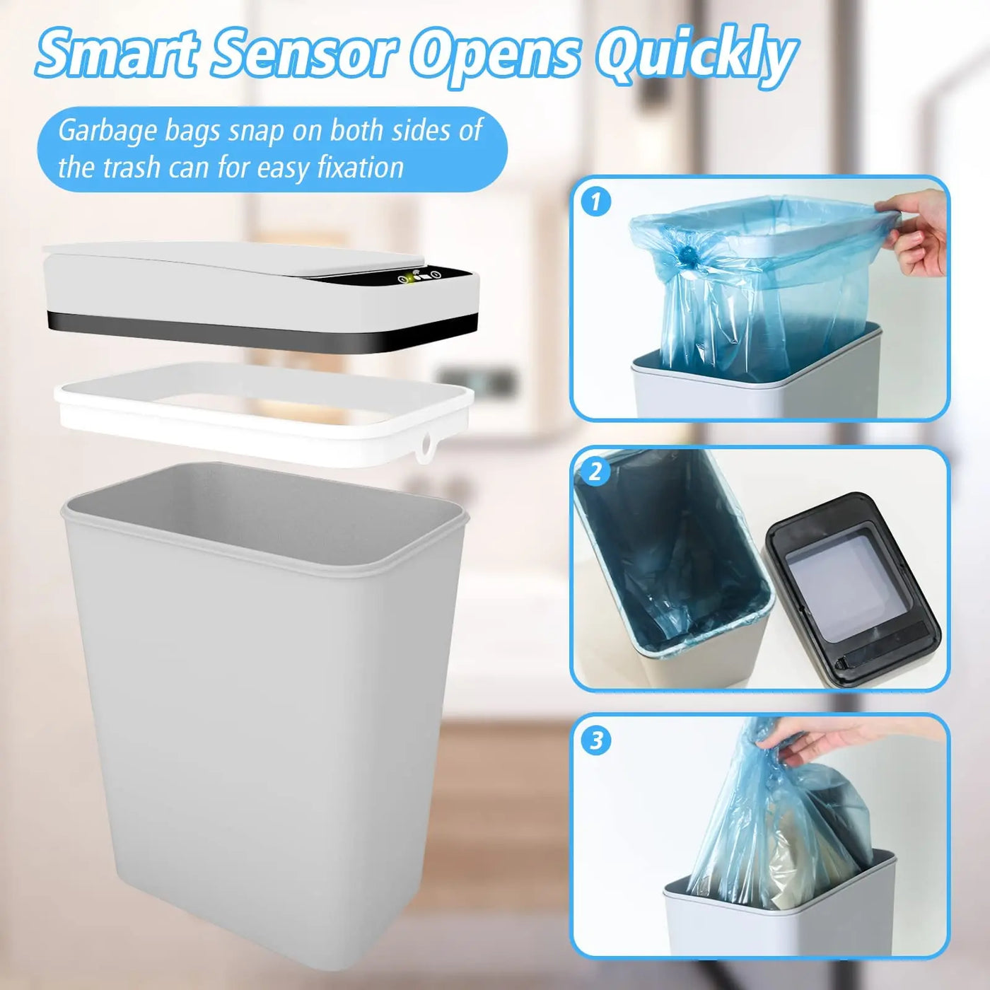 Slim Touchless Motion Sensor Trash Can