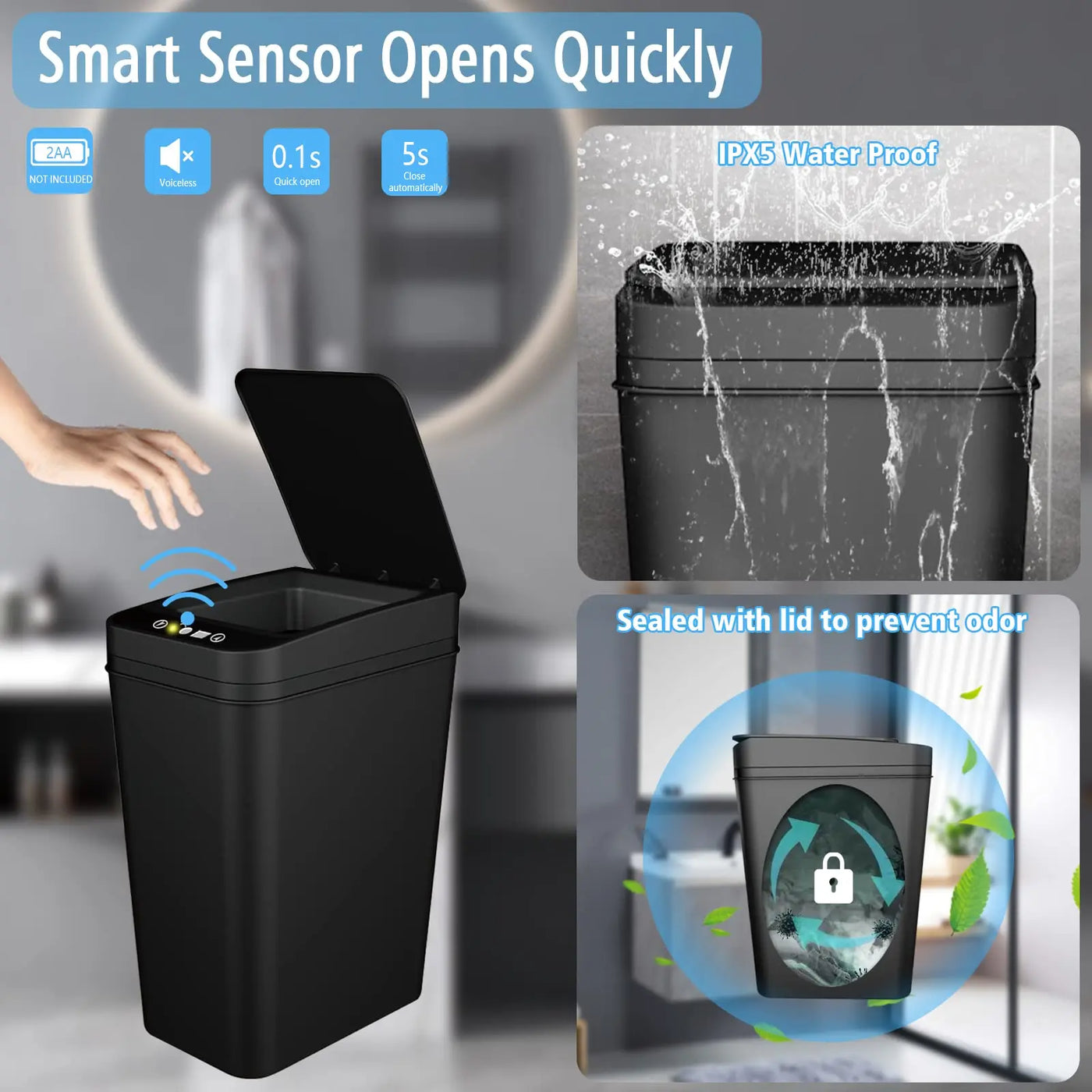 Slim Touchless Motion Sensor Trash Can