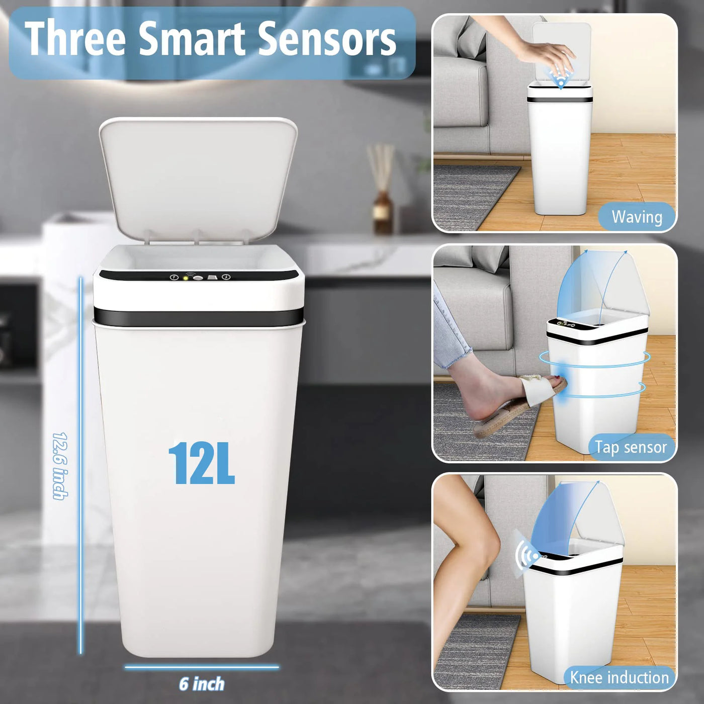Slim Touchless Motion Sensor Trash Can