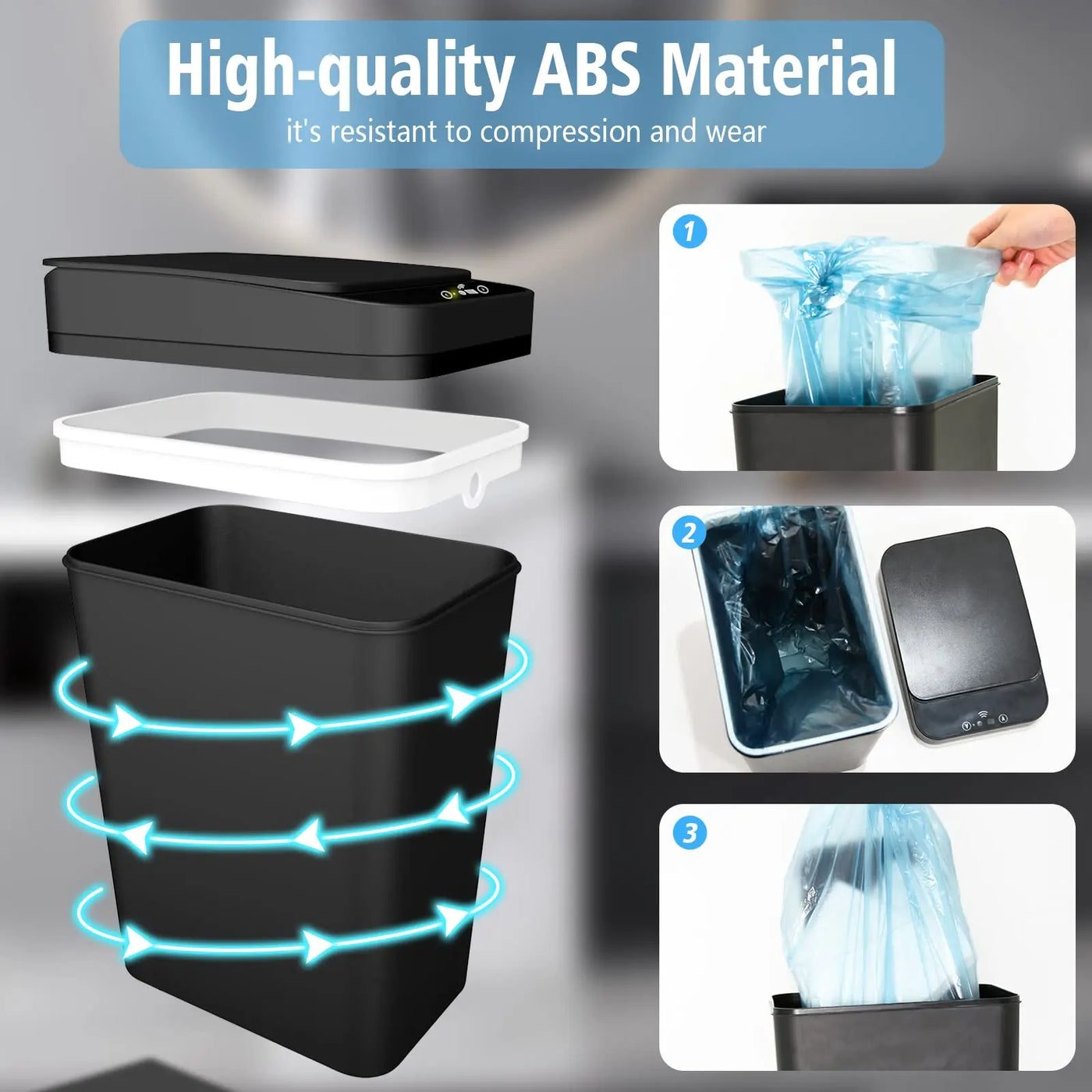 Slim Touchless Motion Sensor Trash Can
