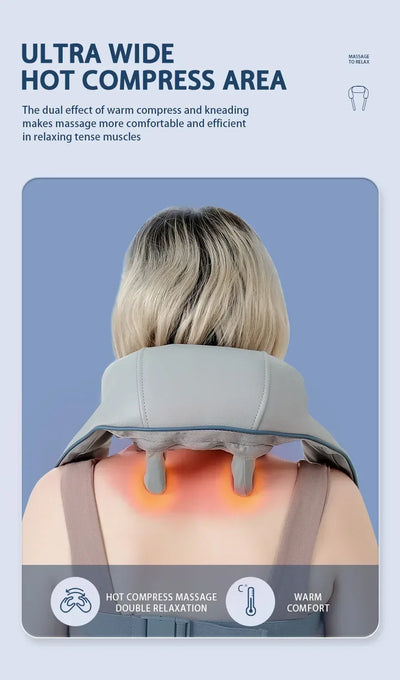Portable Heated Shiatsu Neck & Shoulder Massager – Kneading & Relaxation Wrap