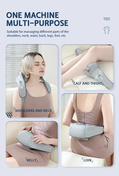 Portable Heated Shiatsu Neck & Shoulder Massager – Kneading & Relaxation Wrap