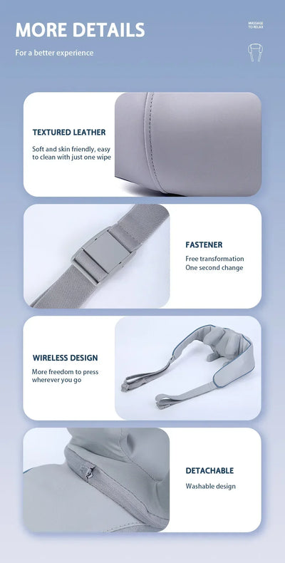 Portable Heated Shiatsu Neck & Shoulder Massager – Kneading & Relaxation Wrap