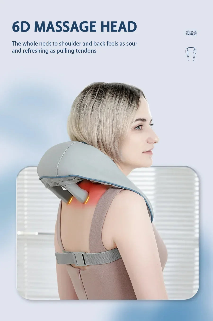 Portable Heated Shiatsu Neck & Shoulder Massager – Kneading & Relaxation Wrap