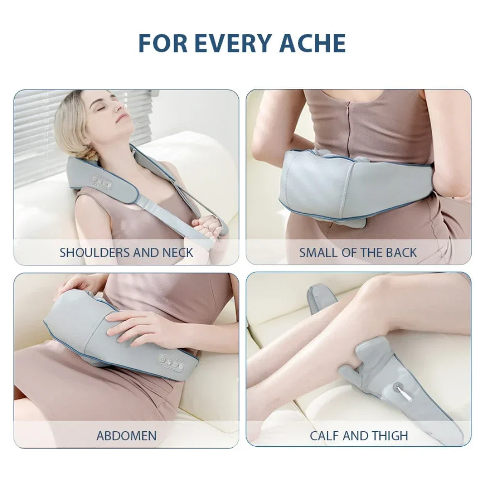 Portable Heated Shiatsu Neck & Shoulder Massager – Kneading & Relaxation Wrap