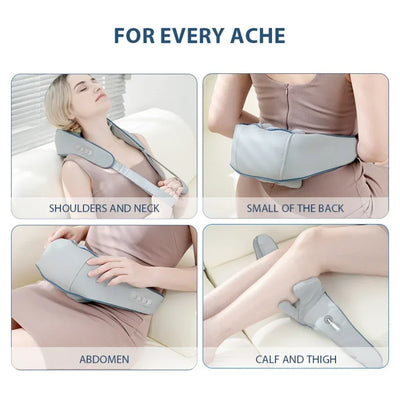Portable Heated Shiatsu Neck & Shoulder Massager – Kneading & Relaxation Wrap